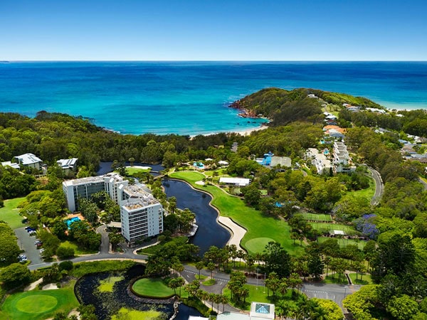 an aerial view of Pacific Bay Resort, Charlesworth Bay Beach