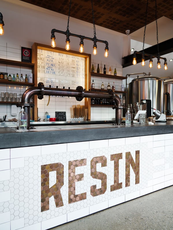 the bar counter at Resin Brewing, Bulli