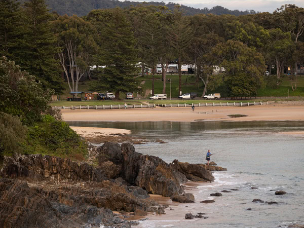 a drone shot of the Moonee Beach at Reflections Coffs Harbour