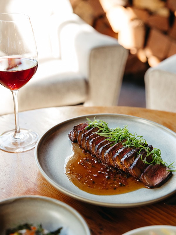 a plate of food with wine at The Edwards Newcastle