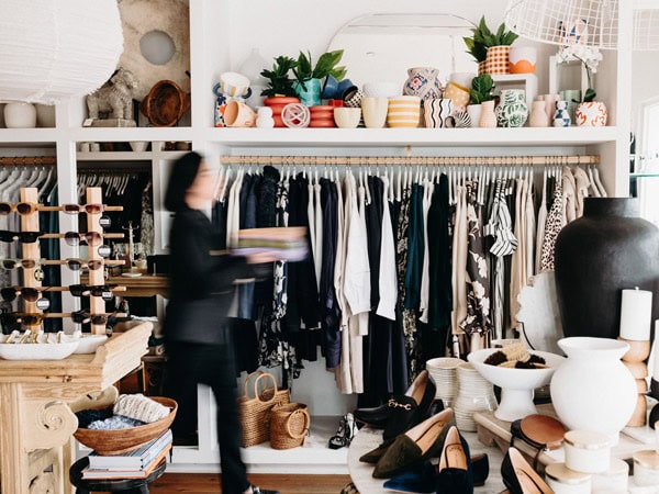 clothing and curated homewares displayed inside The White Place