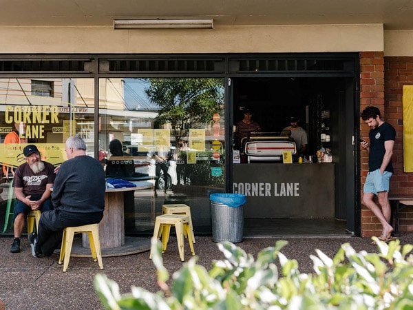 people outside Corner Lane Espresso, Newcastle