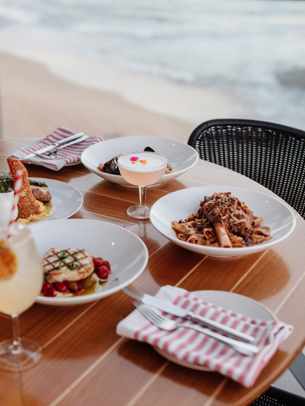 food on the table at Merewether Surf House, Newcastle