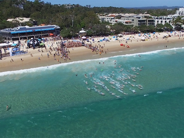 Summer swimmers at Noosa main beach.