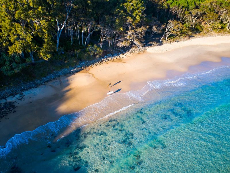 an aerial view of Tea Tree Bay, Noosa National Park