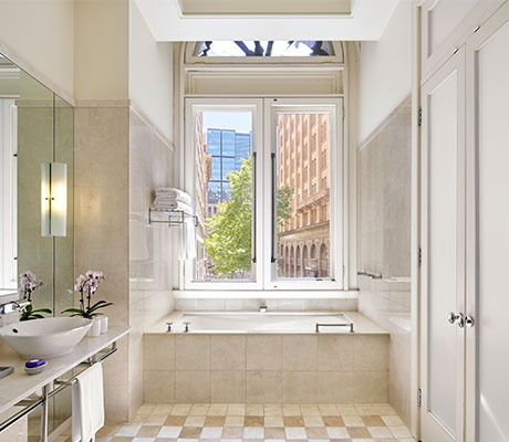 Bathroom, Martin Place Suite, The Fullerton Hotel, Sydney Australia