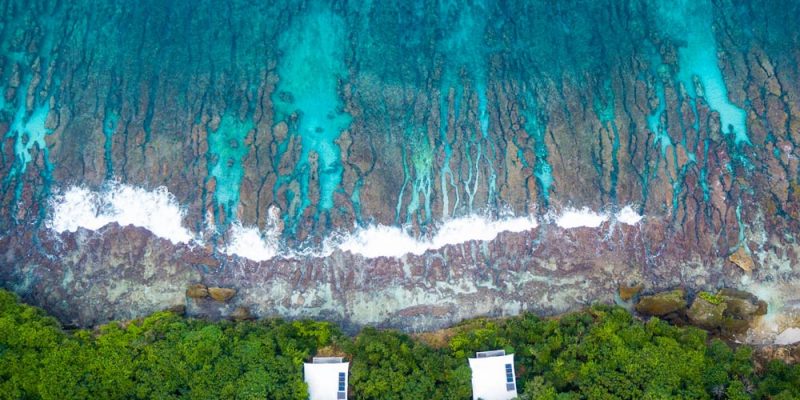 Aerial footage of Swell Lodge.