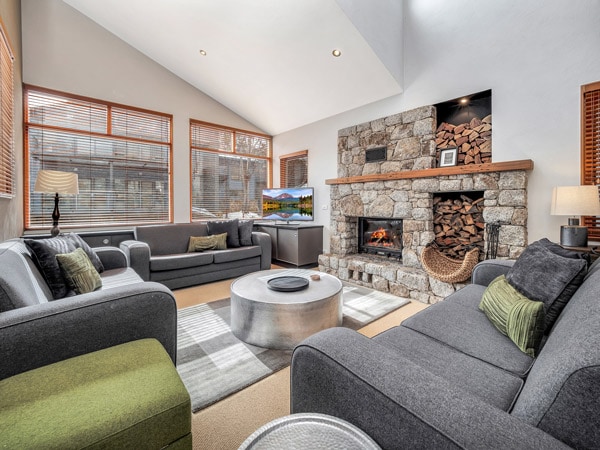 a modern living room interior at Ski In Ski Out Chalets Thredbo