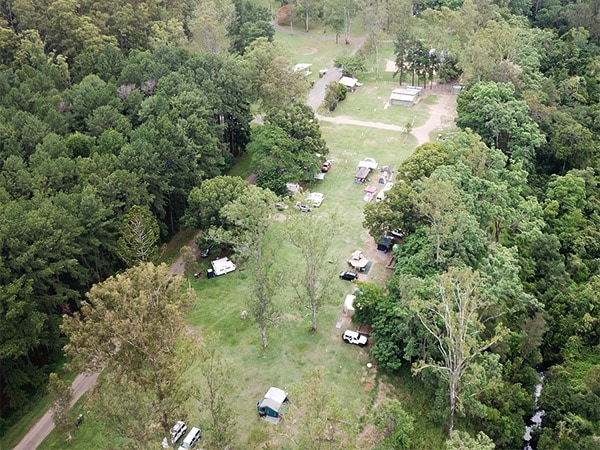 Lake Borumba Campgrounds from above.