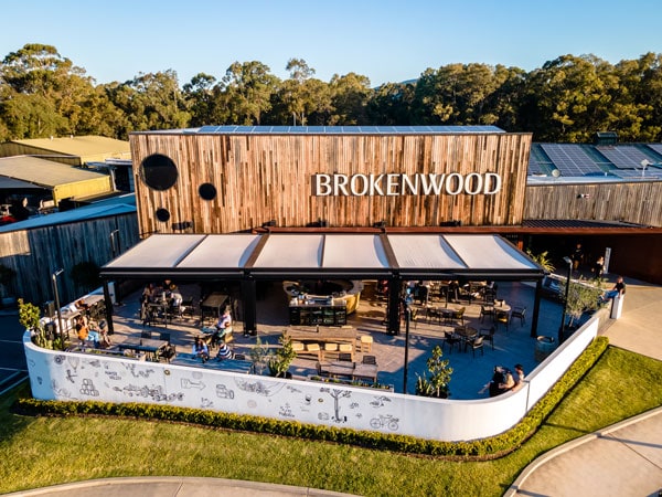 an top view shot of the alfresco dining setup at Brokenwood Wines, Pokolbin