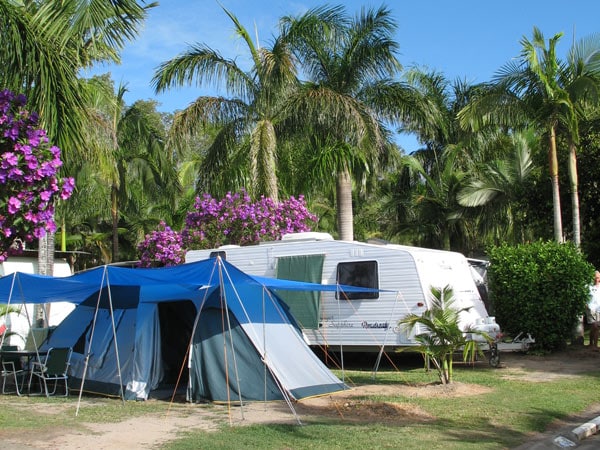 a tent beside a caravan at Ingenia Holidays Noosa North