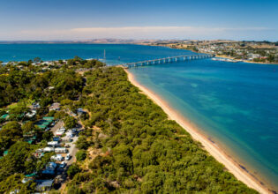 an aerial beach view at BIG4 Ingenia Holidays Phillip Island