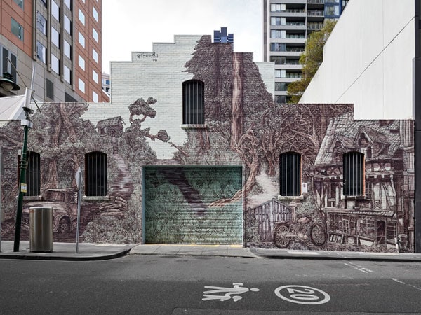 A mural, Still, Life!, by Shawn Lu in Langs Lane in Melbourne