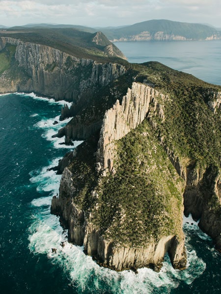 Aerial view of Three Capes Track on-the Tasman Peninsula in Tasmania