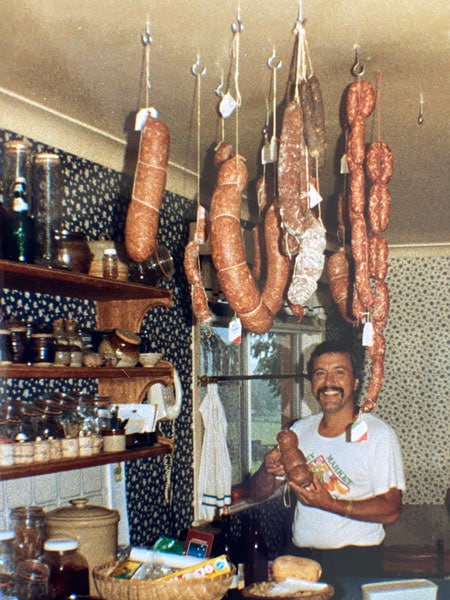 Bulging cacciatore hangs from the ceiling of the Picone family’s kitchen.