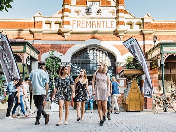 Friends walking, Fremantle Market, Perth Australia