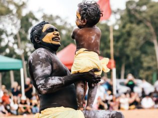 Man and child performing in Garma Festival 2019