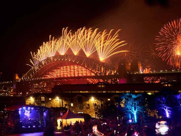 Fireworks at the Sydney Harbour Bridge.