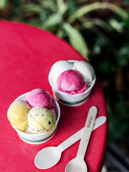 Exotic fruit ice cream in cups at Daintree Ice Cream Company