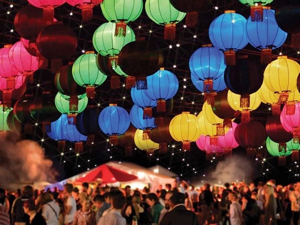 Lanterns at a festival.