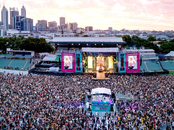 People at a festival in the city.