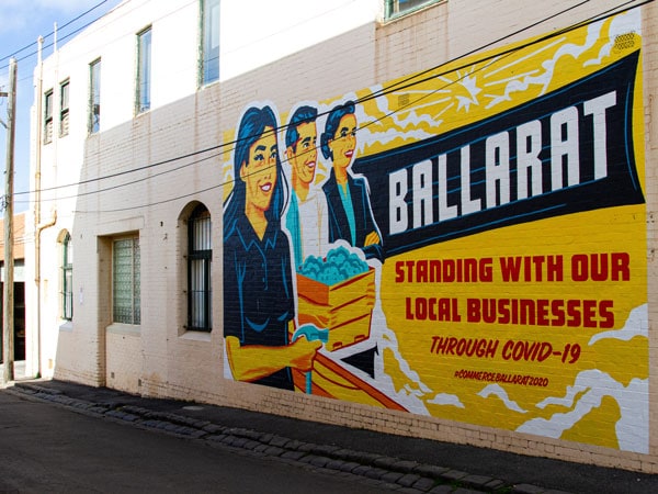 Street art in Ballarat referencing COVID-19