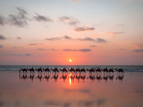 Sunset camel ride at Cable Beach in Broome