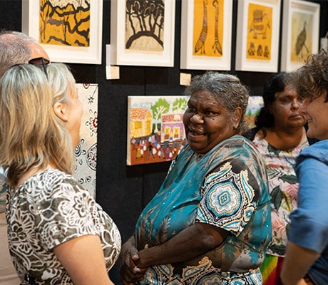 Tangentyere artists and Yarrenyty Arltere artists booth, 2019 Darwin Aboriginal Art Fair, Darwin City, Australia