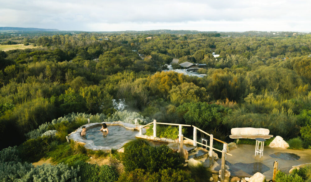 an aerial view of the Peninsula Hot Springs