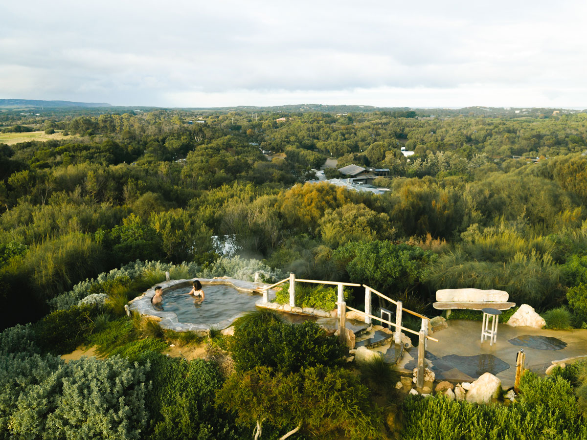 an aerial view of the Peninsula Hot Springs