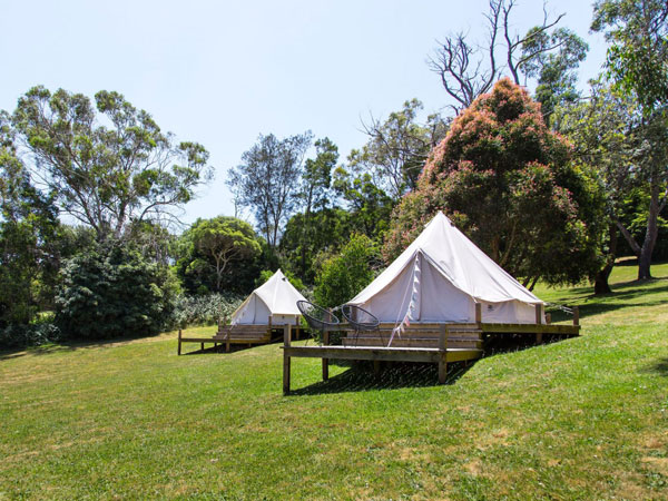 glamping tents at Iluka Retreat, Mornington Peninsula