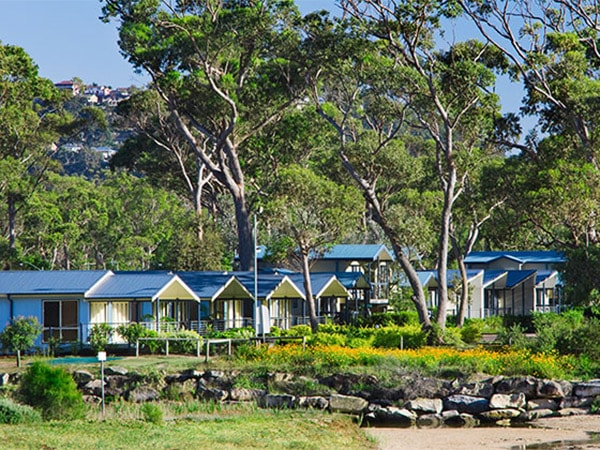 The NRMA Ocean Beach Holiday Resort in the shrubbery