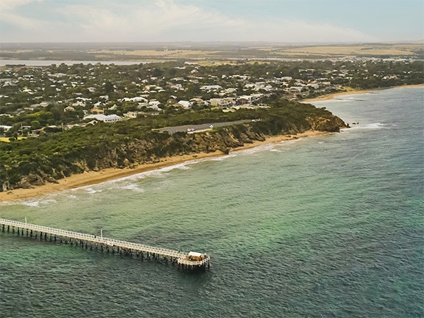 Aerial of Point Lonsdale pier