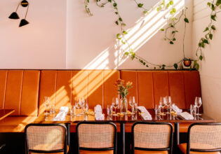 the light-filled dining space at El Ocaso, Yamba