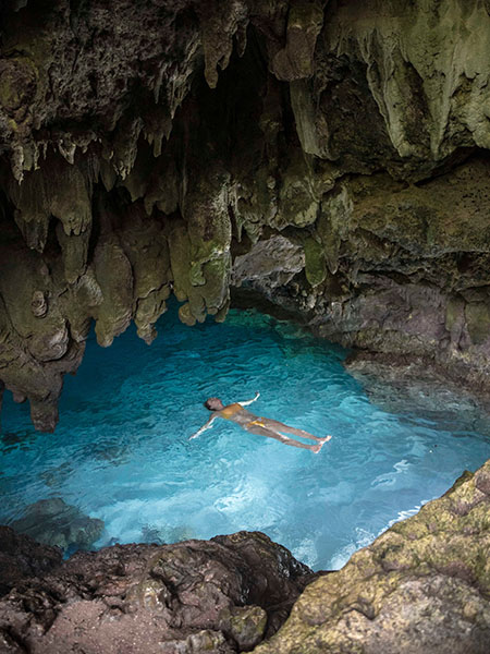 Floating in grotto, Day tour, Christmas island, Australia