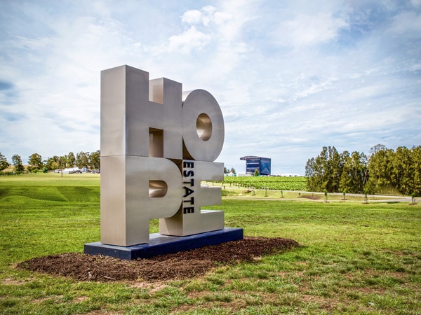 the Hope Estate signage in the Hunter Valley