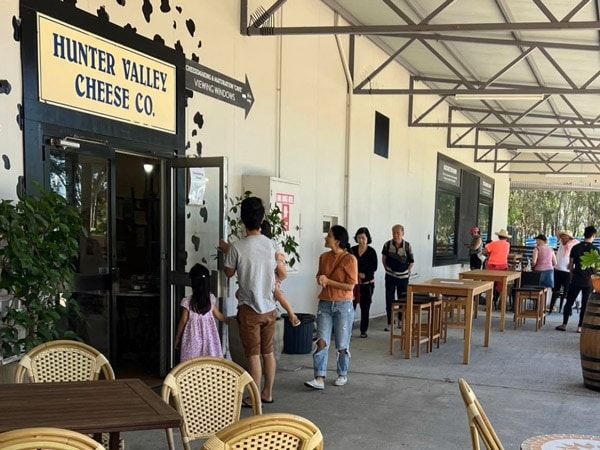people heading inside Hunter Valley Cheese Co