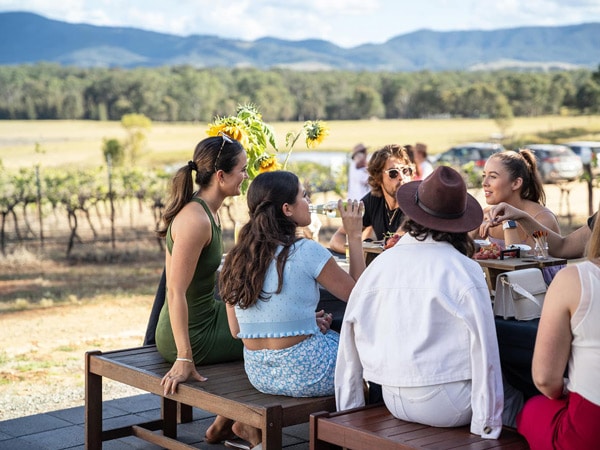 friends dining at Pokolbin Ciderhouse