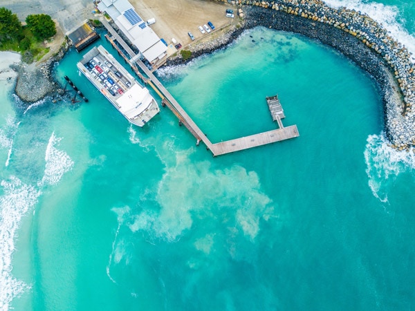 Aerial shot of SeaLink Ferry Terminal on Kangaroo Island.