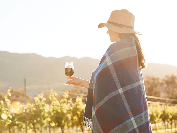 Wine drinking, Fallen Giants Vineyard, Grampians, Victoria, Australia