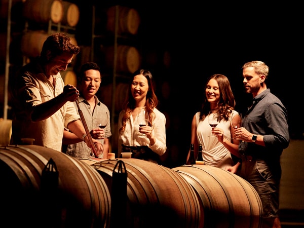 a group enjoying wine tasting at Brokenwood
