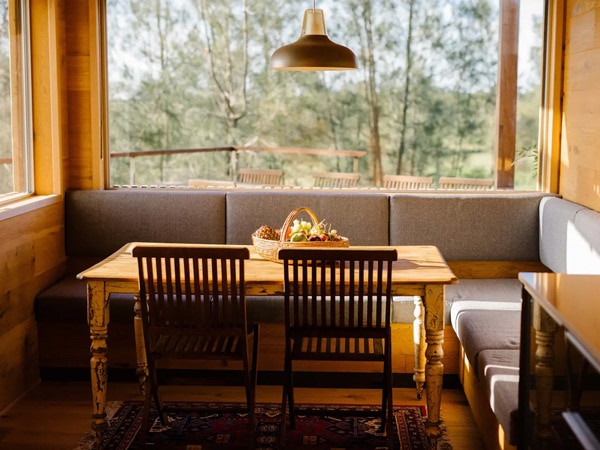 the dining at Handcrafted Cabin in the Vines