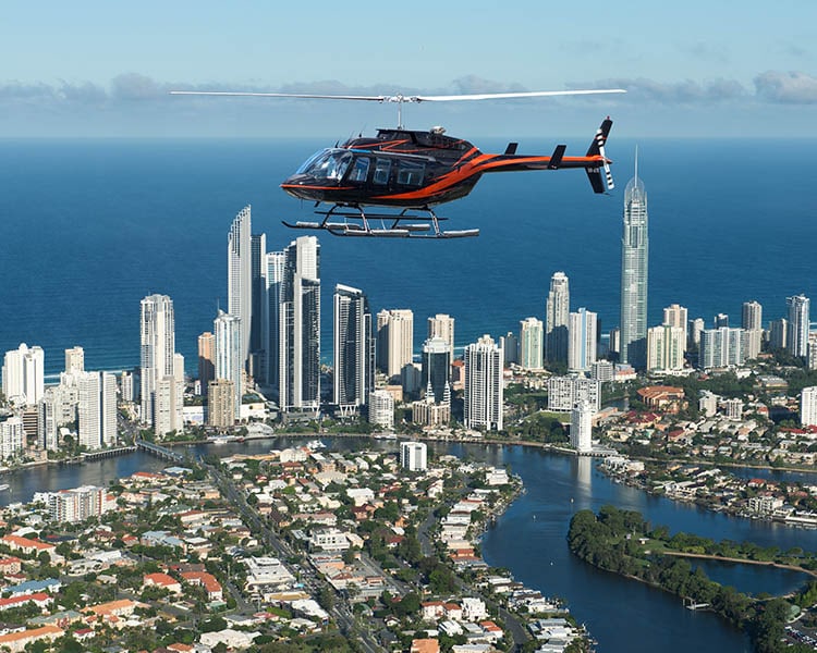 Aerial shot of Helicopter Tours at the Gold Coast