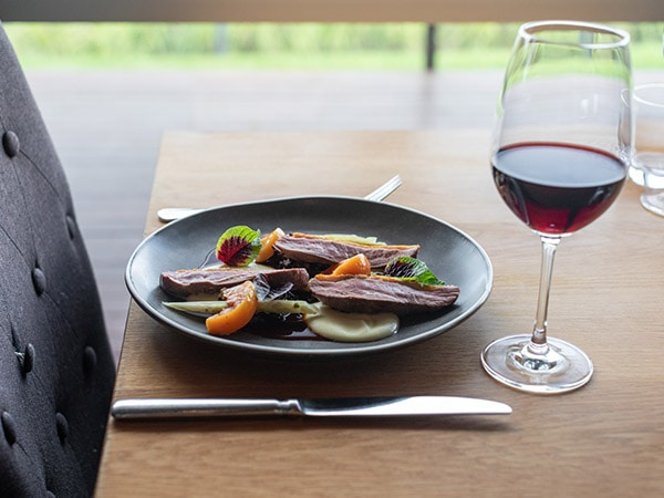 Glass of wine with your dinner at Hunters Quarter