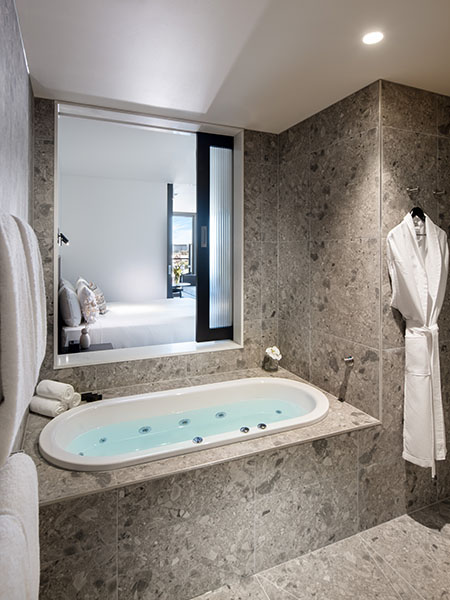 Majestic Spa Suite, Bathroom to Bedroom View, Majestic Hotels and Apartments, Adelaide, South Australia