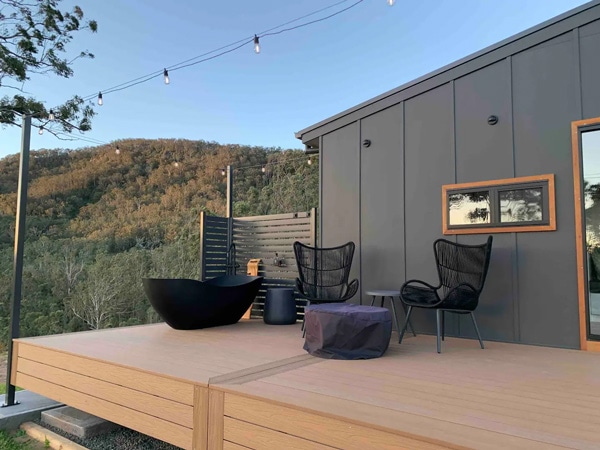 the outdoor deck at Rosebook Eco Tiny Home