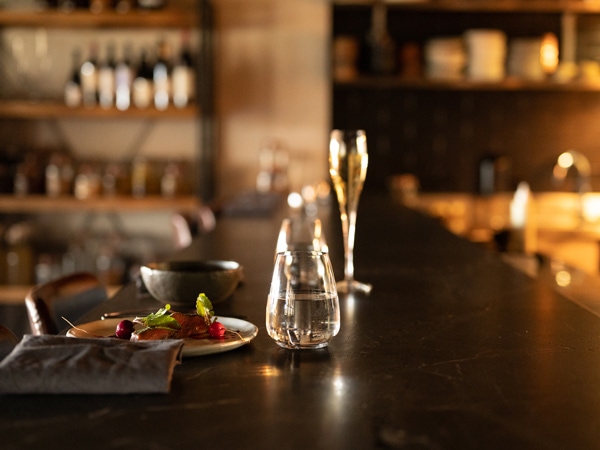 the dining setup at Hunters Quarter
