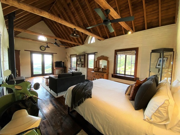 the bedroom interior at The Studio on Pokolbin Mountain