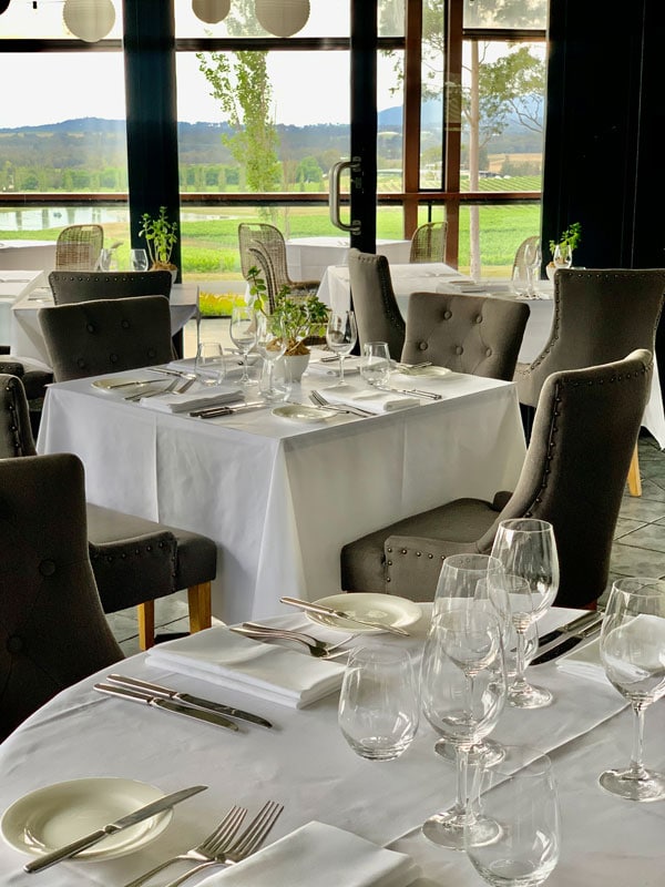 a fine dining setup at The Breakfast Room at The Mill