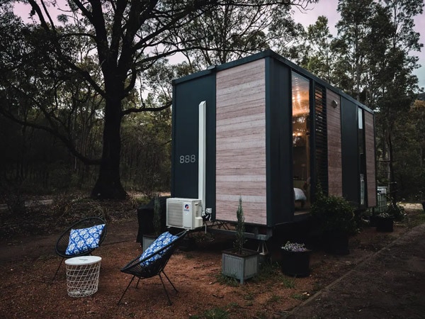 an al fresco seating spot outside Tiny House 888
